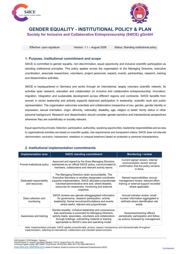 S4ICE Gender Equality Policy GEP 2 1